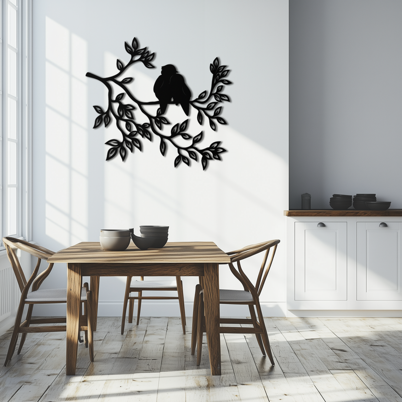 Love Birds Metal Wall Art - Romantic Silhouette Decor- KAF284