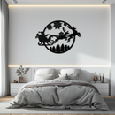 Santa Sleigh Metal Wall Art - Christmas Reindeer & Snowflake Decor- KAF287