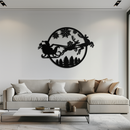 Santa Sleigh Metal Wall Art - Christmas Reindeer & Snowflake Decor- KAF287