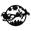 Santa Sleigh Metal Wall Art - Christmas Reindeer & Snowflake Decor- KAF287