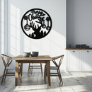 Merry Christmas Metal Wall Art - Festive Reindeer Silhouette Decor- KAF288