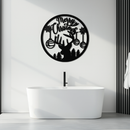 Merry Christmas Metal Wall Art - Festive Reindeer Silhouette Decor- KAF288