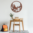 Santa Sleigh Metal Wall Art - Christmas Reindeer & Santa Decor- KAF289