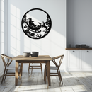 Santa Sleigh Metal Wall Art - Christmas Reindeer & Santa Decor- KAF289