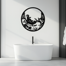 Santa Sleigh Metal Wall Art - Christmas Reindeer & Santa Decor- KAF289