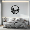 Santa Sleigh Metal Wall Art - Christmas Reindeer & Santa Decor- KAF289