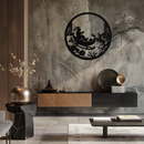 Santa Sleigh Metal Wall Art - Christmas Reindeer & Santa Decor- KAF289