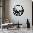 Santa Sleigh Metal Wall Art - Christmas Reindeer & Santa Decor- KAF289