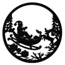 Santa Sleigh Metal Wall Art - Christmas Reindeer & Santa Decor- KAF289
