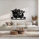 Christmas Sleigh Metal Wall Art - Festive Holiday Decor- KAF292