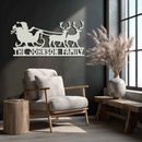 Santa Sleigh Personalized Metal Wall Art - Custom Family Christmas Decor- KAF293
