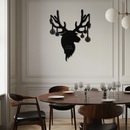 Reindeer Christmas Metal Wall Art - Festive Deer Decor with Ornaments- KAF295