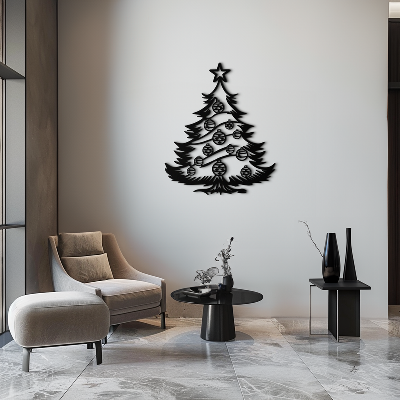Christmas Tree Metal Wall Art - Festive Holiday Decoration- KAF296