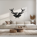 Majestic Deer Skull Metal Wall Art - Nature-Inspired Antler Decor- KAF300