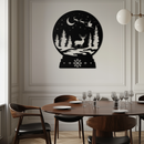 Winter Deer Snow Globe Metal Wall Art - Holiday Forest Scene Decor- KAF302