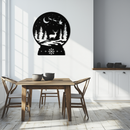 Winter Deer Snow Globe Metal Wall Art - Holiday Forest Scene Decor- KAF302