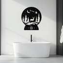 Winter Deer Snow Globe Metal Wall Art - Holiday Forest Scene Decor- KAF302