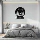 Winter Deer Snow Globe Metal Wall Art - Holiday Forest Scene Decor- KAF302