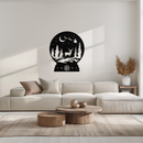 Winter Deer Snow Globe Metal Wall Art - Holiday Forest Scene Decor- KAF302
