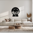 Winter Deer Snow Globe Metal Wall Art - Holiday Forest Scene Decor- KAF302