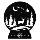 Winter Deer Snow Globe Metal Wall Art - Holiday Forest Scene Decor- KAF302
