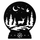 Winter Deer Snow Globe Metal Wall Art - Holiday Forest Scene Decor- KAF302