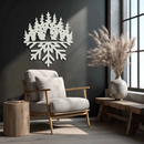 Snowflake Forest Metal Wall Art - Winter Tree Silhouette Home Decor- KAF303