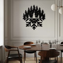 Snowflake Forest Metal Wall Art - Winter Tree Silhouette Home Decor- KAF303