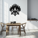 Snowflake Forest Metal Wall Art - Winter Tree Silhouette Home Decor- KAF303