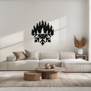 Snowflake Forest Metal Wall Art - Winter Tree Silhouette Home Decor- KAF303