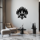 Snowflake Forest Metal Wall Art - Winter Tree Silhouette Home Decor- KAF303