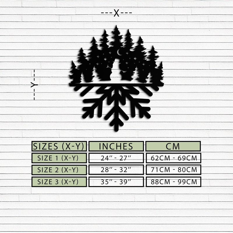 Snowflake Forest Metal Wall Art - Winter Tree Silhouette Home Decor- KAF303