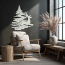 Reindeer and Christmas Tree Metal Wall Art - Festive Holiday Steel Decor- KAF304