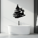 Reindeer and Christmas Tree Metal Wall Art - Festive Holiday Steel Decor- KAF304