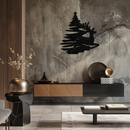 Reindeer and Christmas Tree Metal Wall Art - Festive Holiday Steel Decor- KAF304