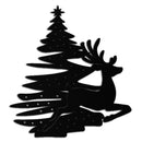 Reindeer and Christmas Tree Metal Wall Art - Festive Holiday Steel Decor- KAF304