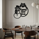 Happy New Year Metal Wall Art - Snowman Holiday Decor for Christmas and Winter- KAF305