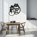 Happy New Year Metal Wall Art - Snowman Holiday Decor for Christmas and Winter- KAF305