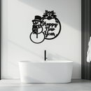 Happy New Year Metal Wall Art - Snowman Holiday Decor for Christmas and Winter- KAF305