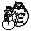 Happy New Year Metal Wall Art - Snowman Holiday Decor for Christmas and Winter- KAF305