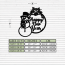 Happy New Year Metal Wall Art - Snowman Holiday Decor for Christmas and Winter- KAF305