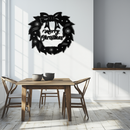 Merry Christmas Wreath Metal Wall Art - Festive Holiday Steel Decoration- KAF307