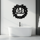 Merry Christmas Wreath Metal Wall Art - Festive Holiday Steel Decoration- KAF307