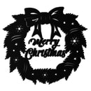 Merry Christmas Wreath Metal Wall Art - Festive Holiday Steel Decoration- KAF307
