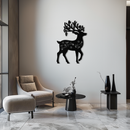 Christmas Reindeer Metal Wall Art - Decorative Holiday Steel Deer Design- KAF308