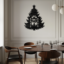 Christmas Tree Candle Window Silhouette - Festive Metal Wall Art- KAF309