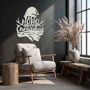 Ho Ho Ho Merry Christmas Metal Wall Art - Festive Reindeer Antlers Holiday Decor- KAF313