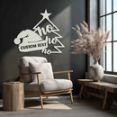 Ho Ho Ho Santa Hat & Tree Metal Wall Art - Customizable Holiday Decor- KAF314