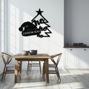 Ho Ho Ho Santa Hat & Tree Metal Wall Art - Customizable Holiday Decor- KAF314