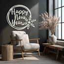 Happy New Year Snowflake Metal Wall Art - Holiday Round Steel Christmas Decor- KAF315